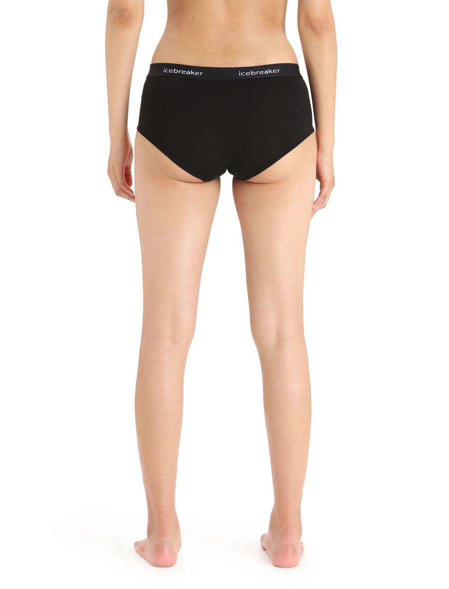 Women's Icebreaker Merino Sprite Hot Pants Underwear Black | CA 1239NWYB